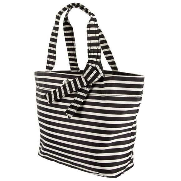KATE SPADE NEW YORKBarbara Flatiron Nylon Bag Black White Stripe - Picture 2 of 13